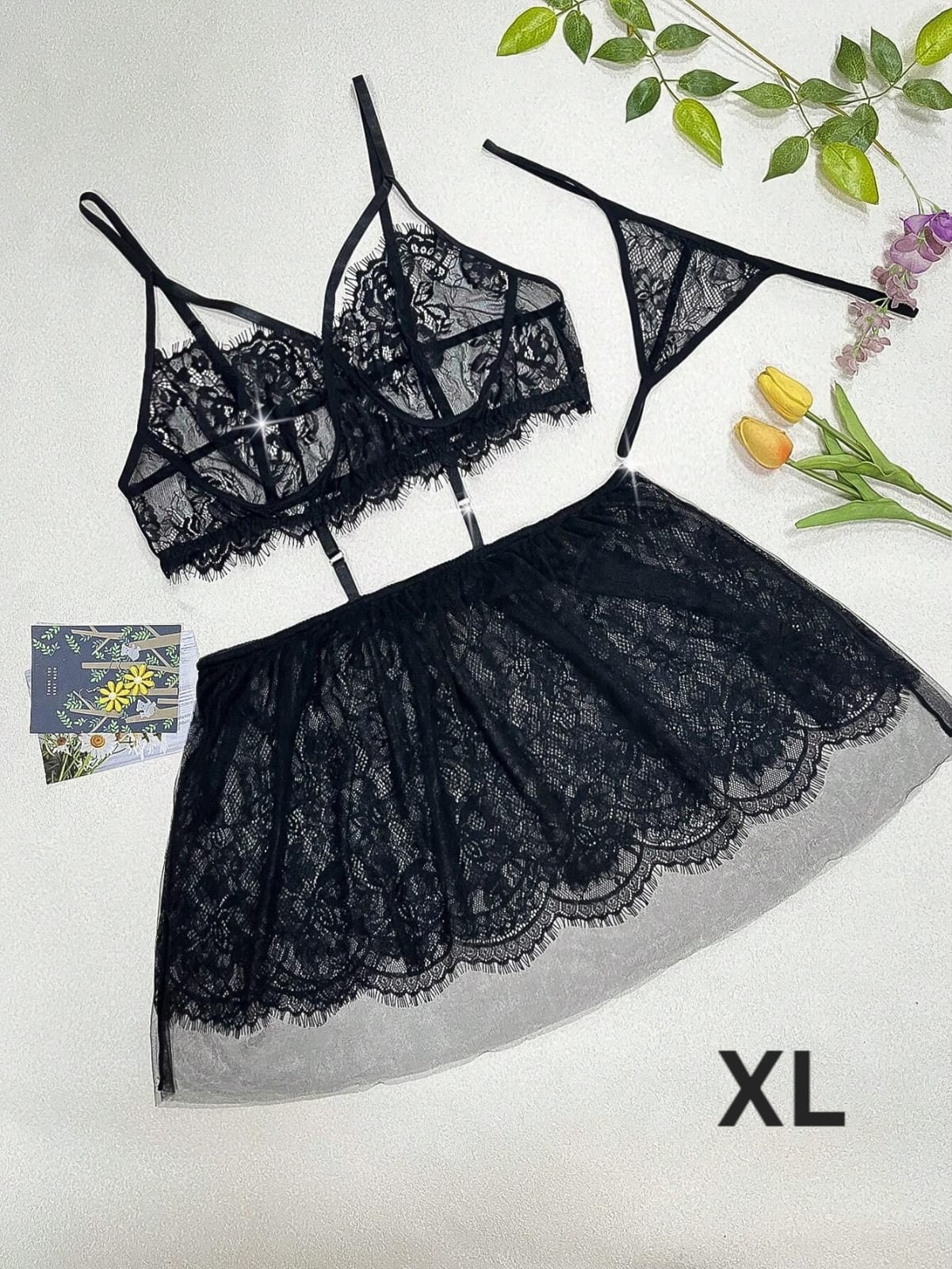 Set Lenceria Negro 2 Pzas - Talla XL