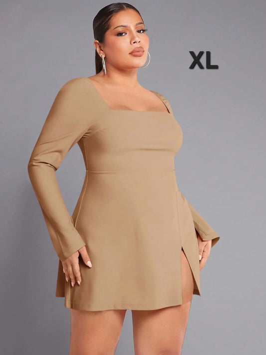 Vestido Beige - Stretch - Talla XL