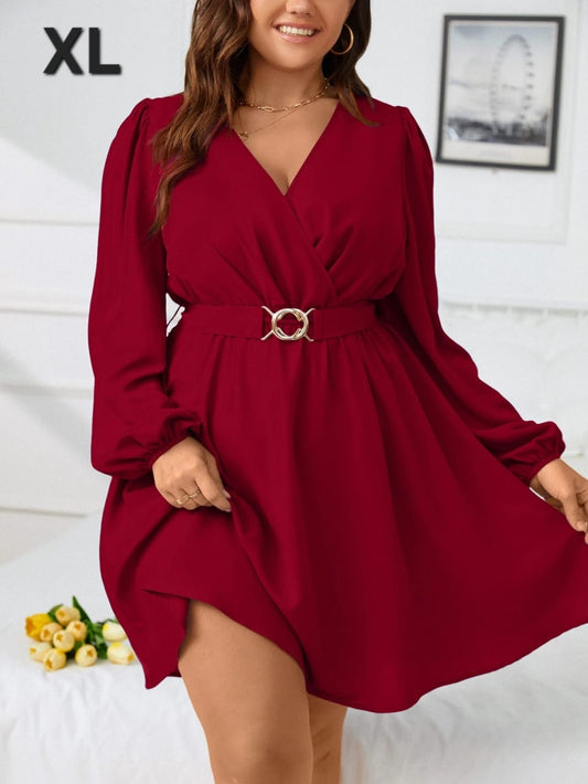 Vestido Rojo - Stretch - Talla XL Con Cinturon