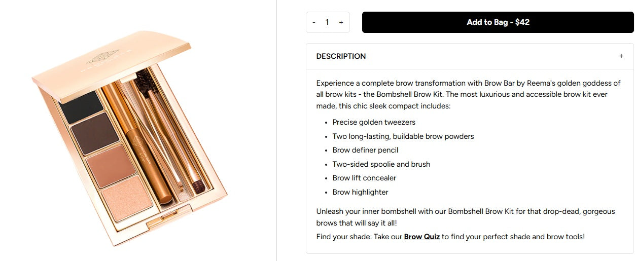 BROW BAR BY REEMA Bombshell Brow Kit DARK - FULL SIZE - Kit para Definición de Cejas