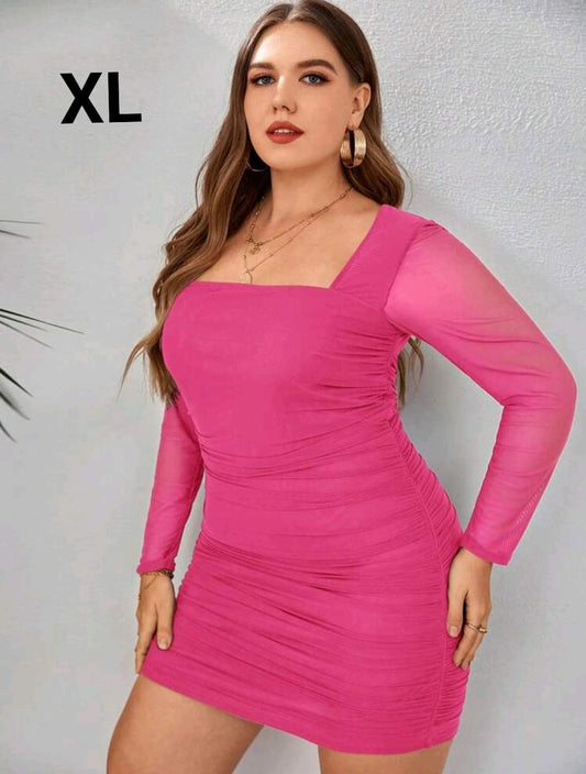 Vestido Fuscia - Stretch - Talla XL