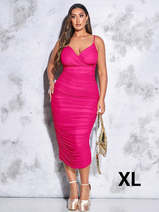 Vestido Fuscia - Stretch - Talla XL