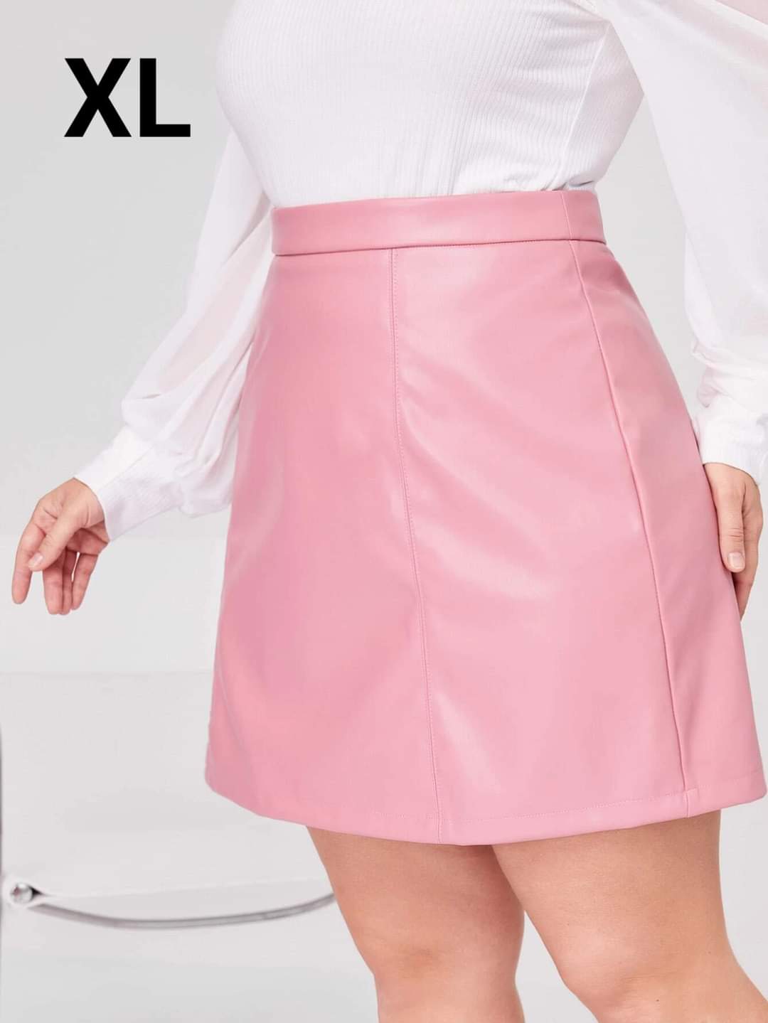 Falda Cuero Rosa - Poco Stretch -  Talla XL