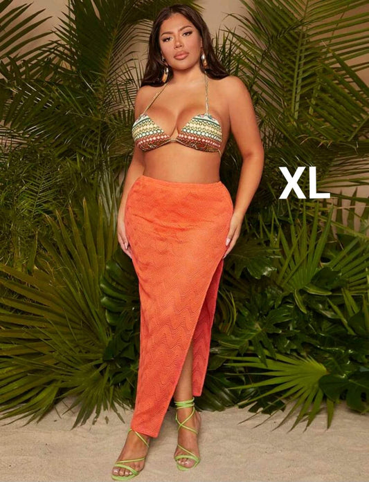 Coordinado Playero Naranja 2 Pzas - Stretch - Talla XL