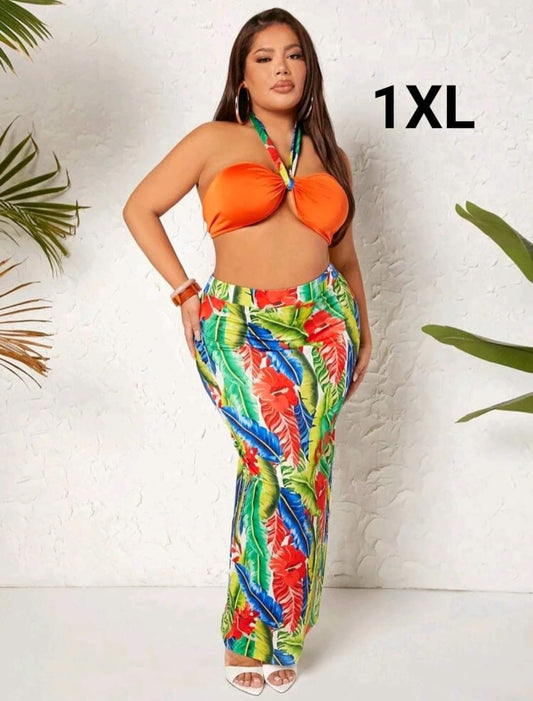 Coordinado Tropical  2 Pzas - Stretch - Talla 1XL