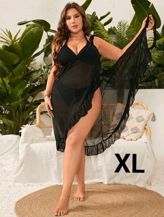 Vestido Salida de Baño Negro - Stretch - Talla XL