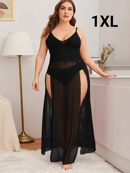 Vestido Negro Transparente - Stretch - Talla  XL