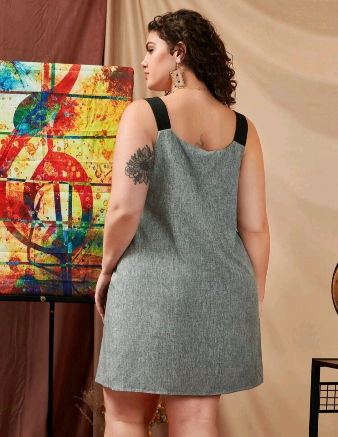 Vestido Gris  -Stretch - Talla 2XL