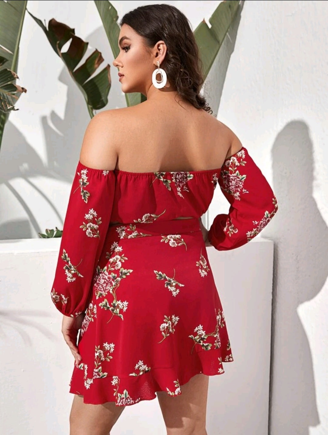 Coordinado Floral Rojo -Stretch - Talla 2XL