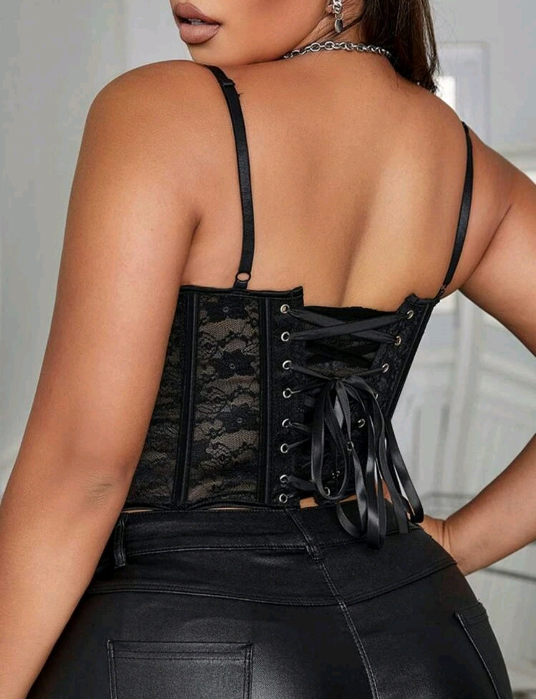 Top Negro Corset  - Poco Stretch -  Talla XL