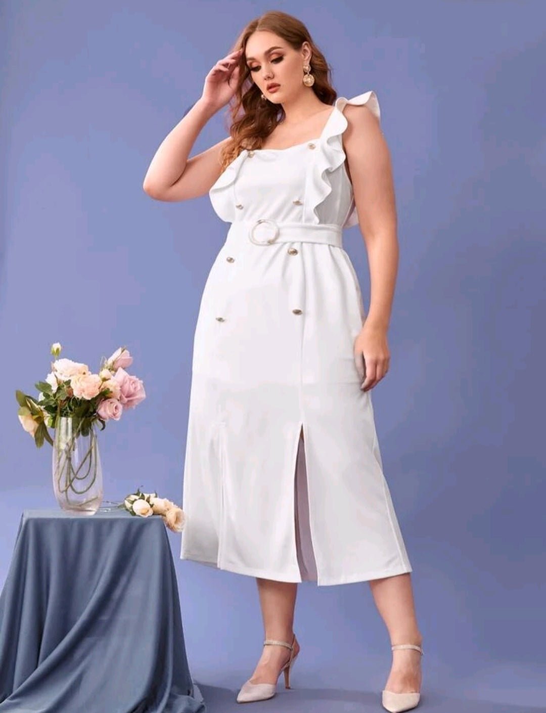 Vestido Blanco  - Stretch - Talla 1XL