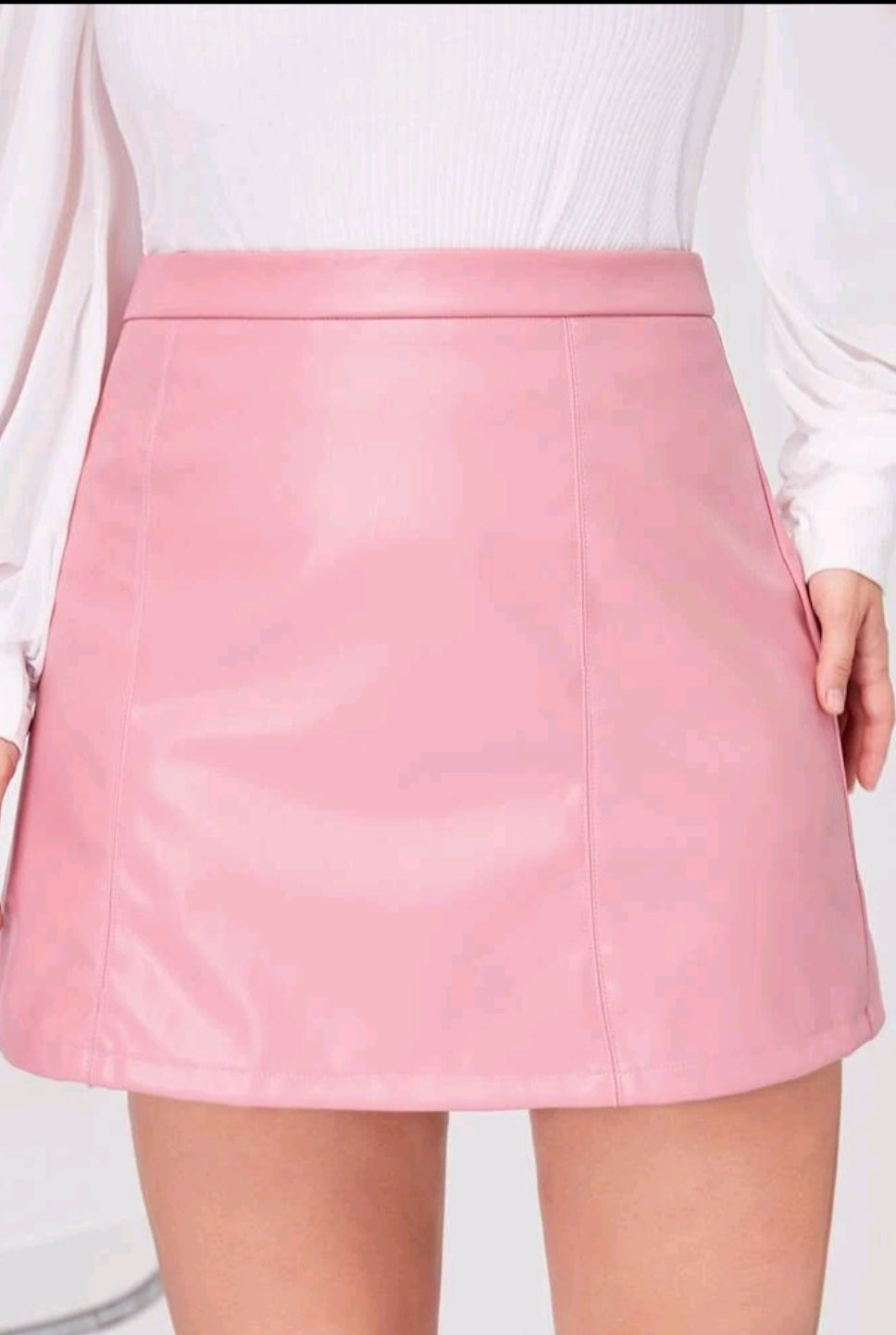 Falda Cuero Rosa - Poco Stretch -  Talla XL