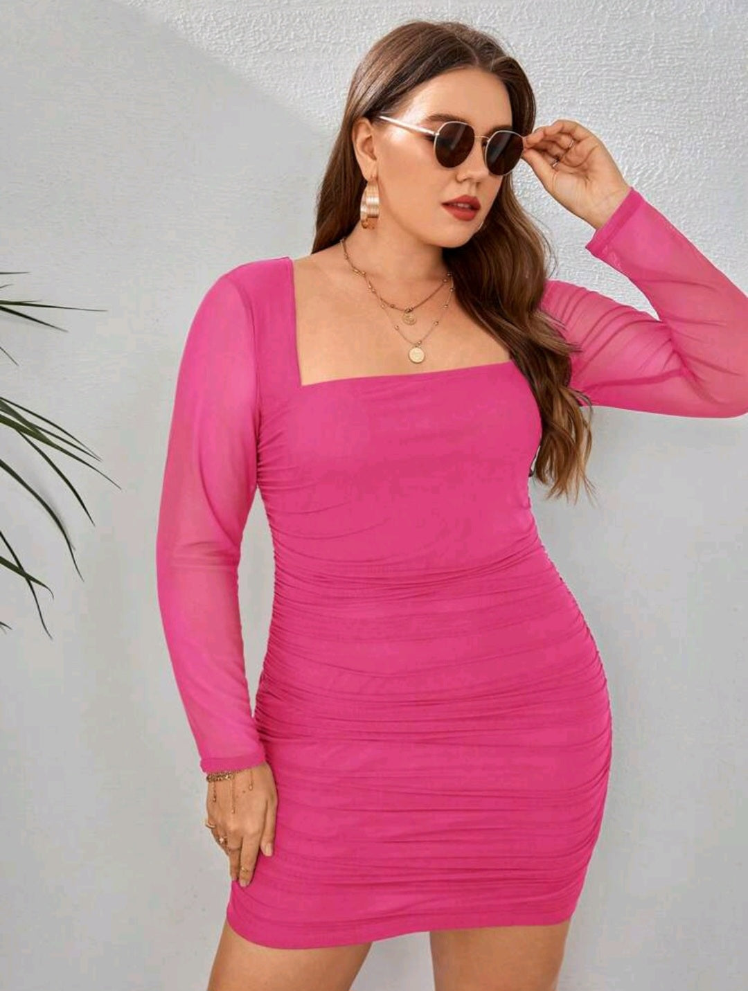 Vestido Fuscia - Stretch - Talla XL