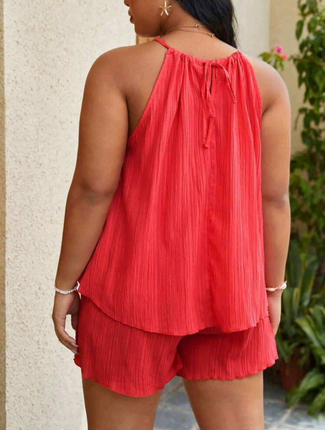 Coordinado Playero Rojo - Stretch - Talla XL