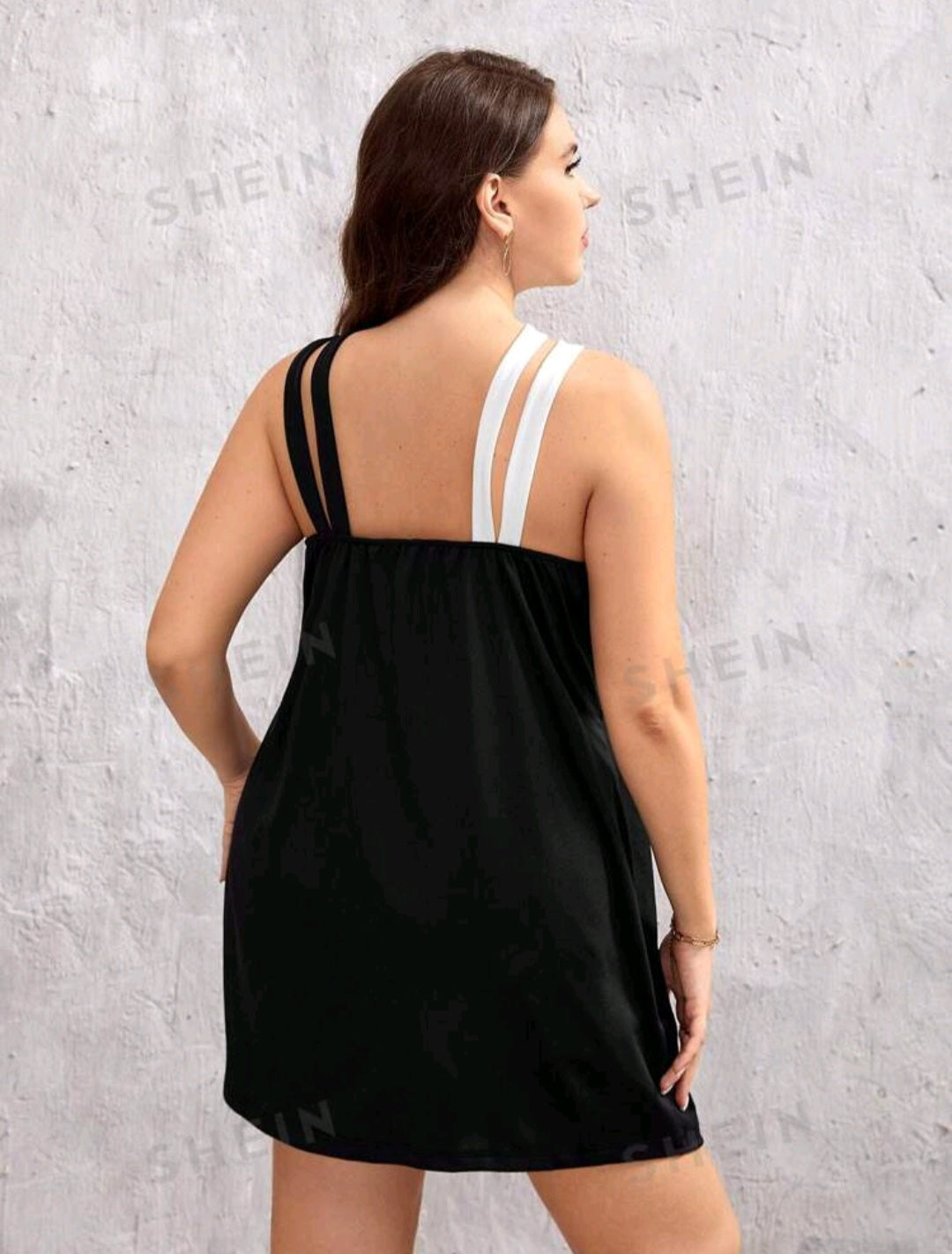 Vestido Negro/Blanco - Stretch - Talla XL