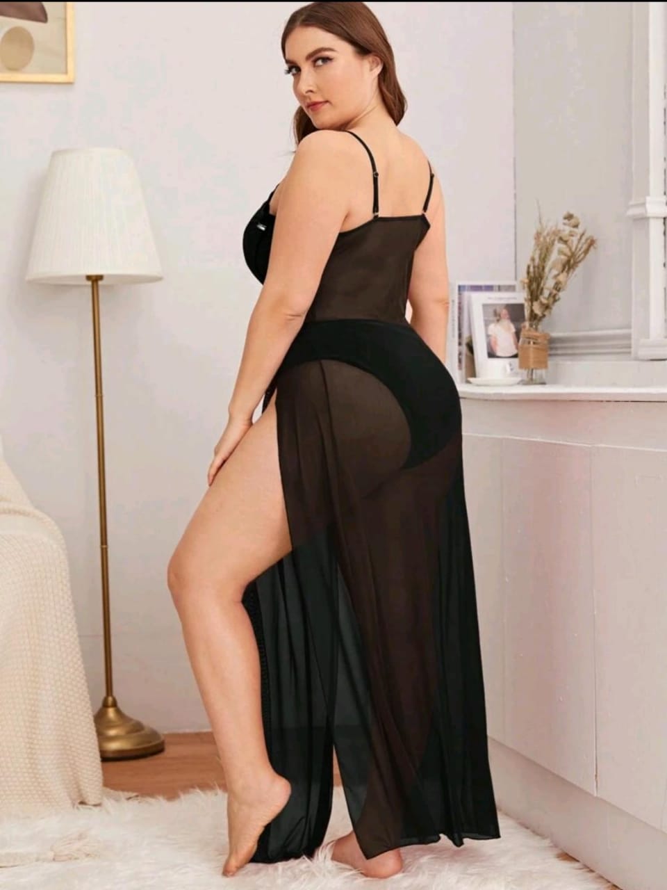 Vestido Negro Transparente - Stretch - Talla  XL