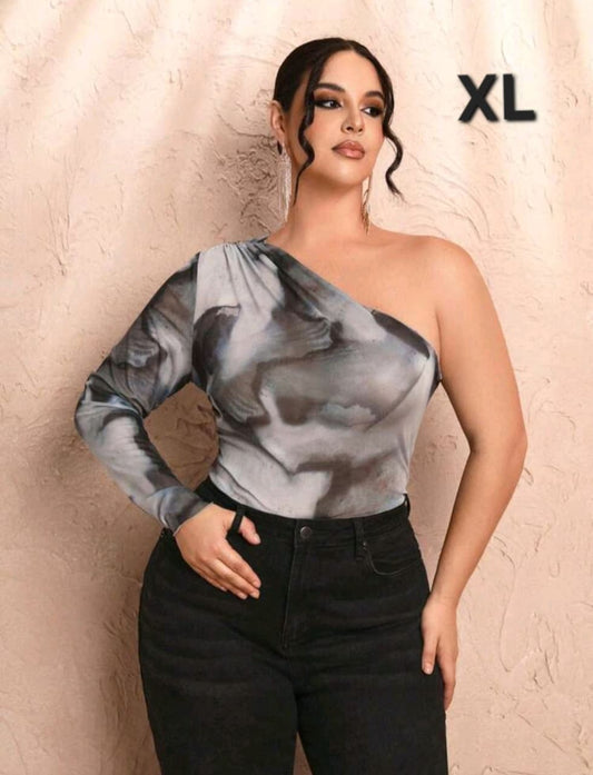 Top Abstracto Gris  - Stretch -  Talla XL