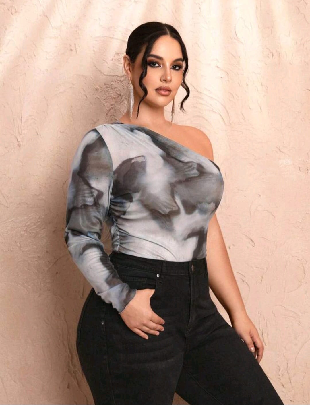 Top Abstracto Gris  - Stretch -  Talla XL