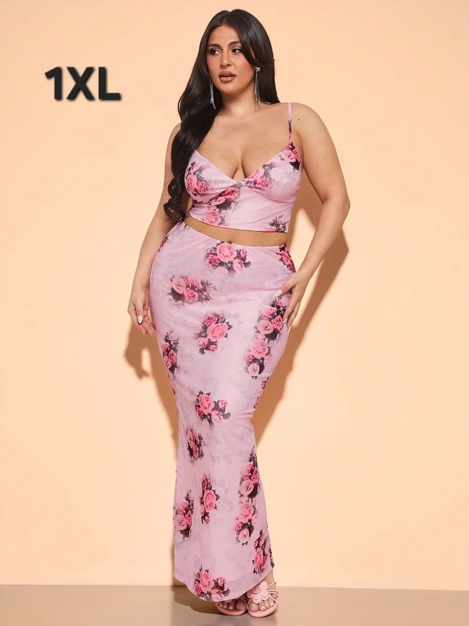 Coordinado Rosa Floral - Stretch - Talla 1XL
