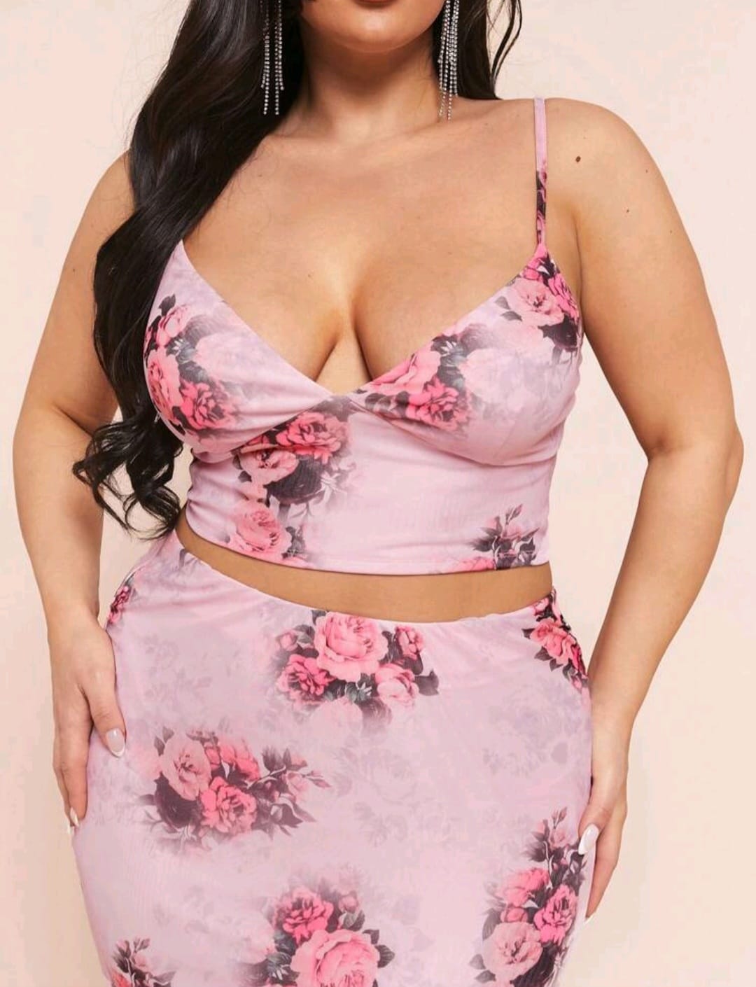 Coordinado Rosa Floral - Stretch - Talla 1XL