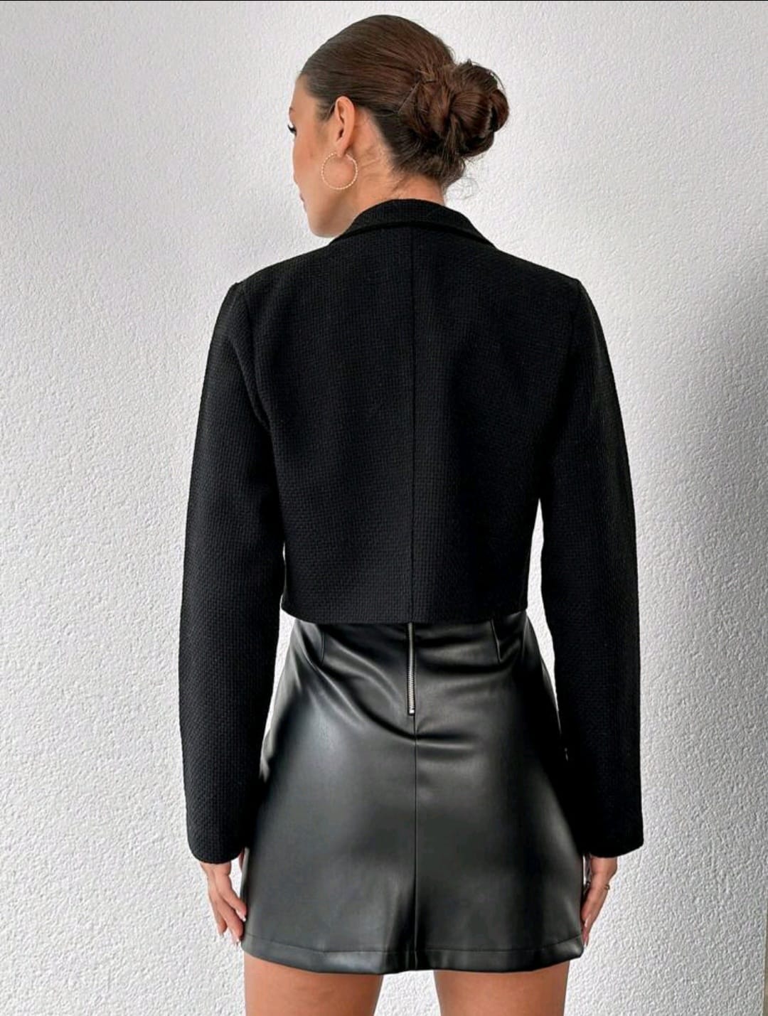 Blazer Crop Negro - No Stretch -  Talla L