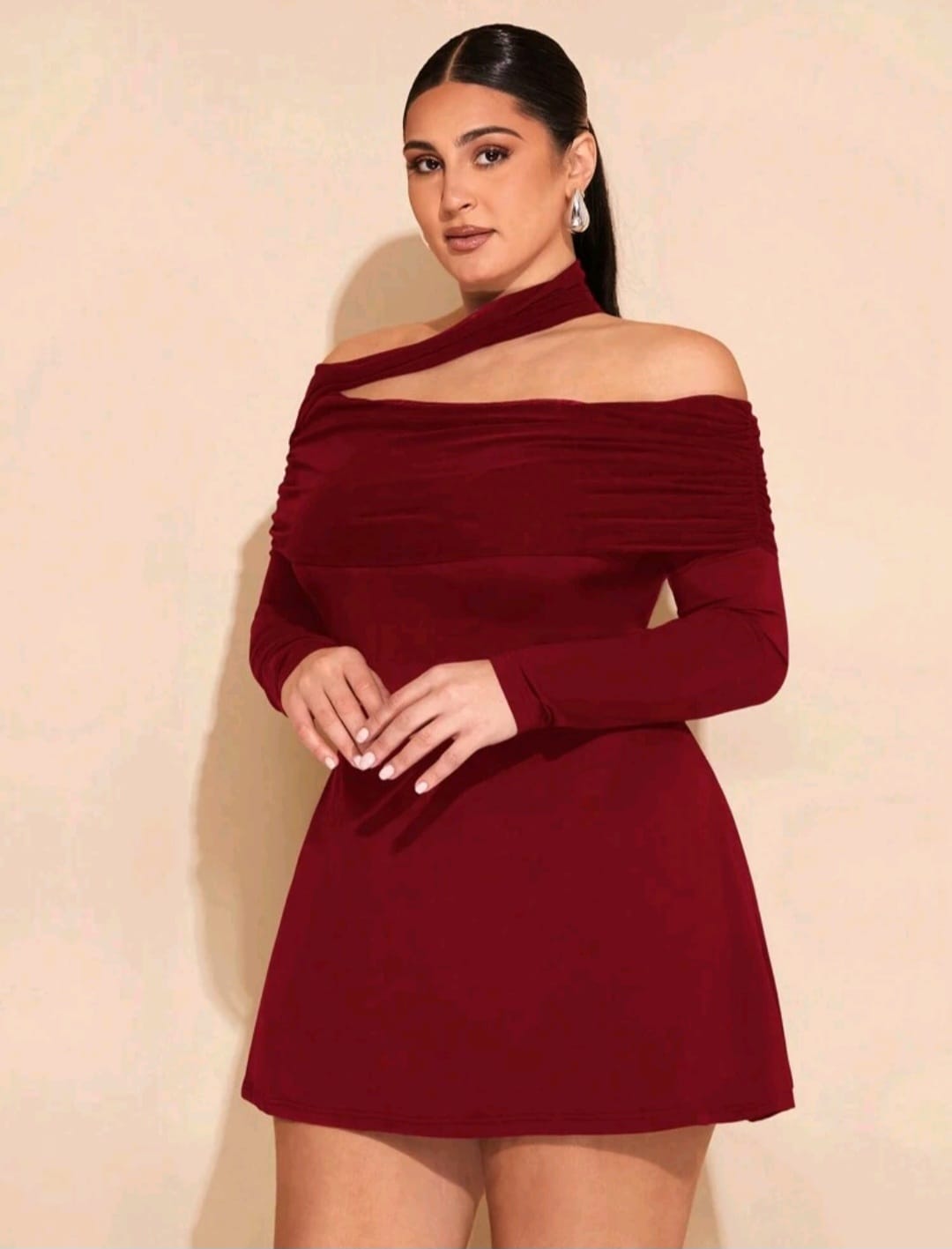 Vestido Rojo Vino - Borgoña -Stretch - Talla 1XL