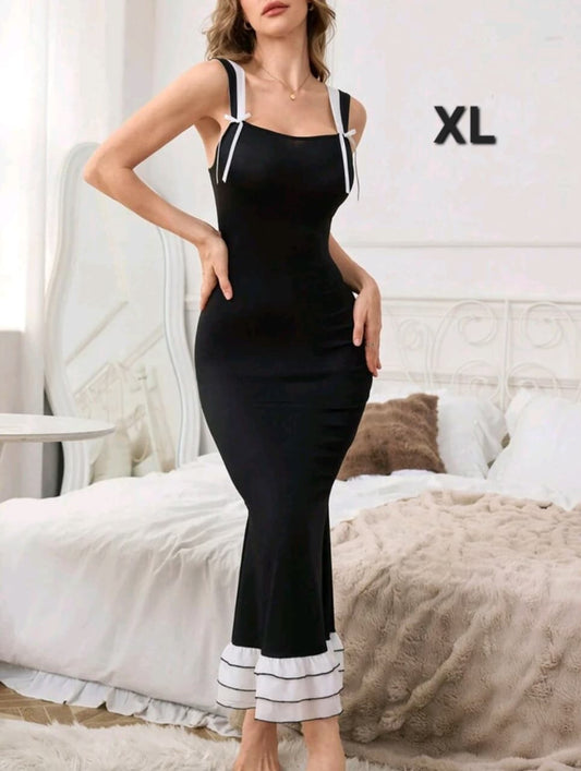 Vestido Doble Tono Negro /  Blanco - Stretch - Talla XL