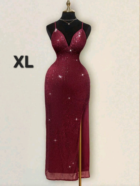 Vestido de Gala Vino Borgoña - Stretch - Talla XL
