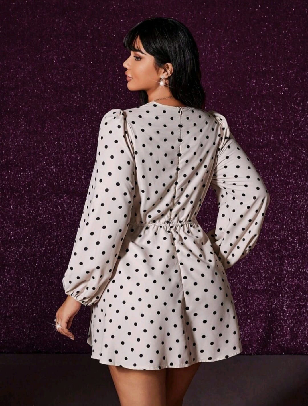 Vestido de Lunares Blanco/Negro - Stretch - Talla XL