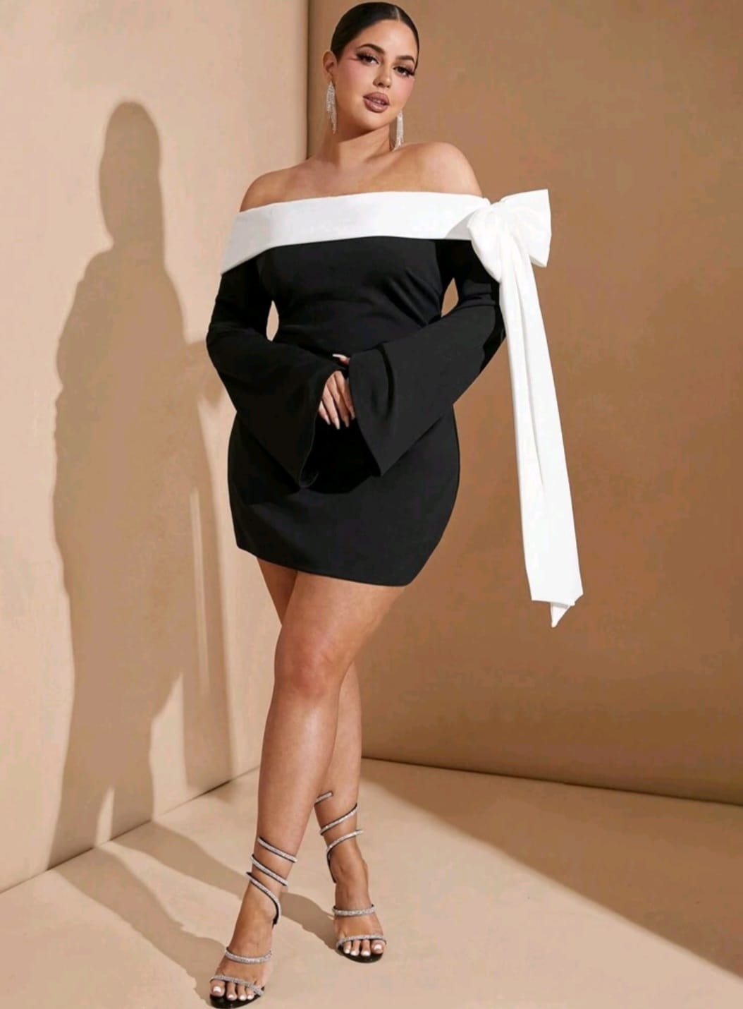 Vestido Doble Tono Negro / Blanco - Stretch - Talla 1XL