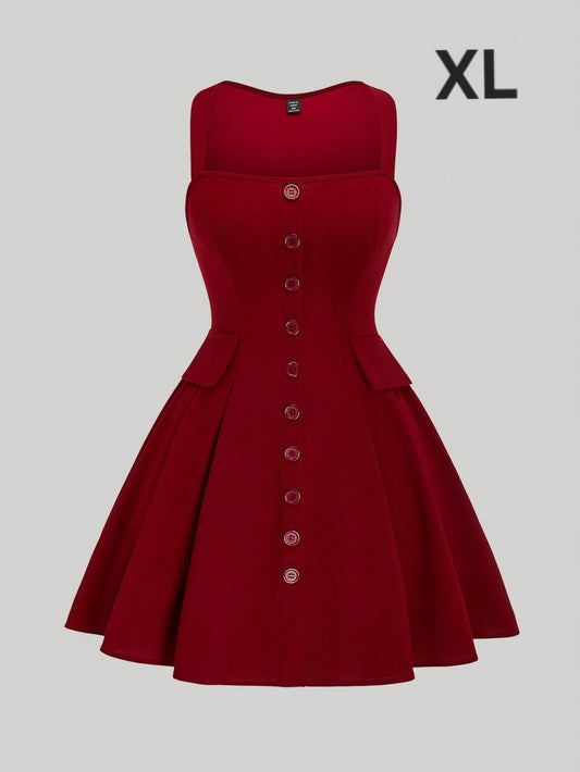 Vestido Rojo Vino - Borgoña - Stretch - Talla XL