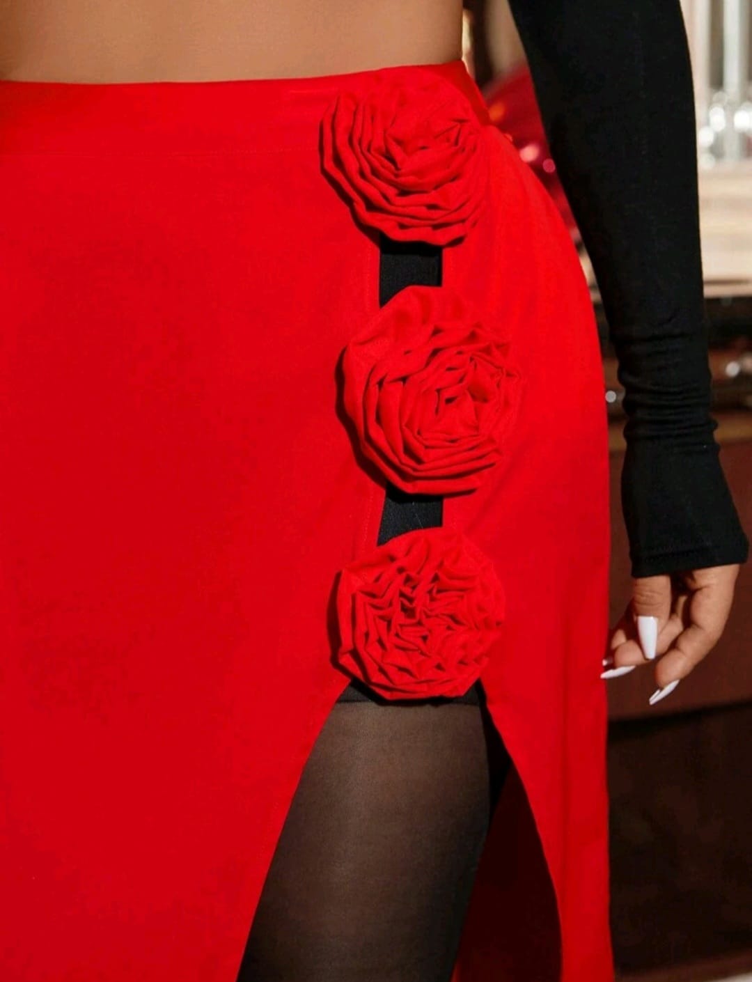 Falda Larga Roja - No Stretch -  Talla 1XL