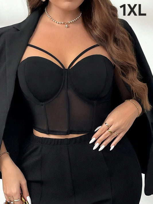 Top Tipo Corset Negro- Stretch -  Talla 1XL