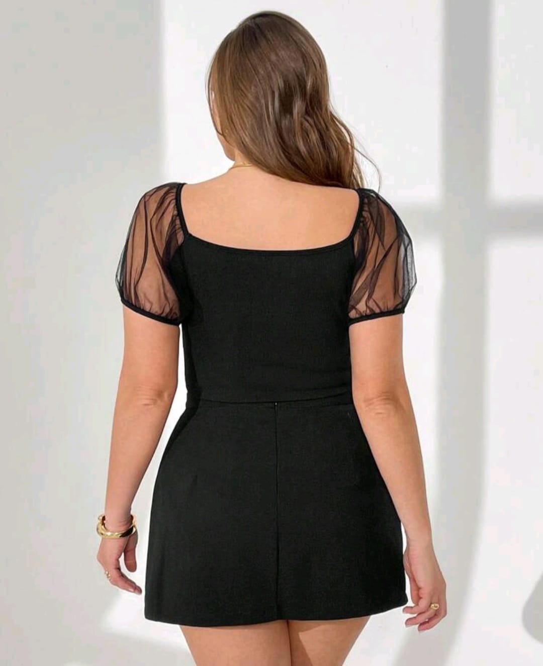 Crop Top Negro- Stretch -  Talla 1XL