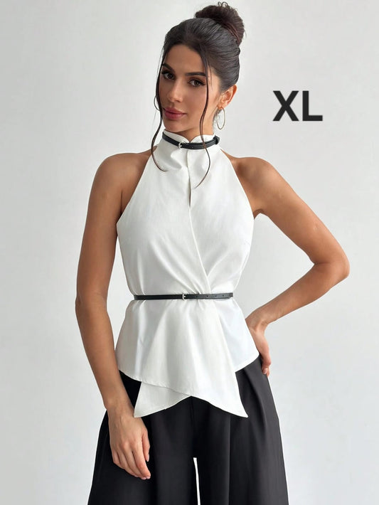Top Blanco - No Stretch -  Talla XL - Incluye Fajitas