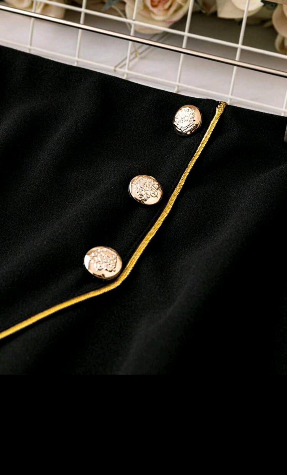 Falda Negra con Dorado - No Stretch -  Talla 2XL