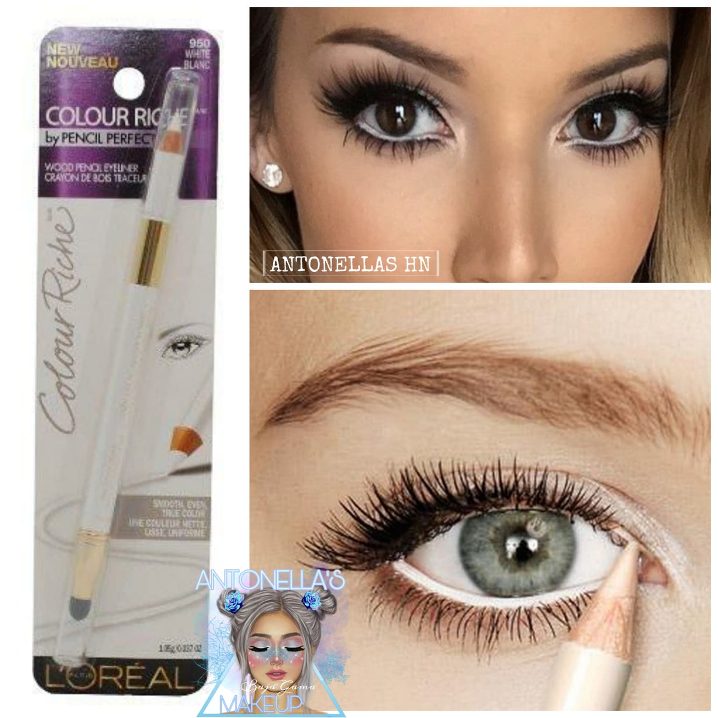 LOREAL PARIS Eyeliner Colour Riche WHITE - FULL SIZE - Delineador Blanco con Esponja para Difuminar