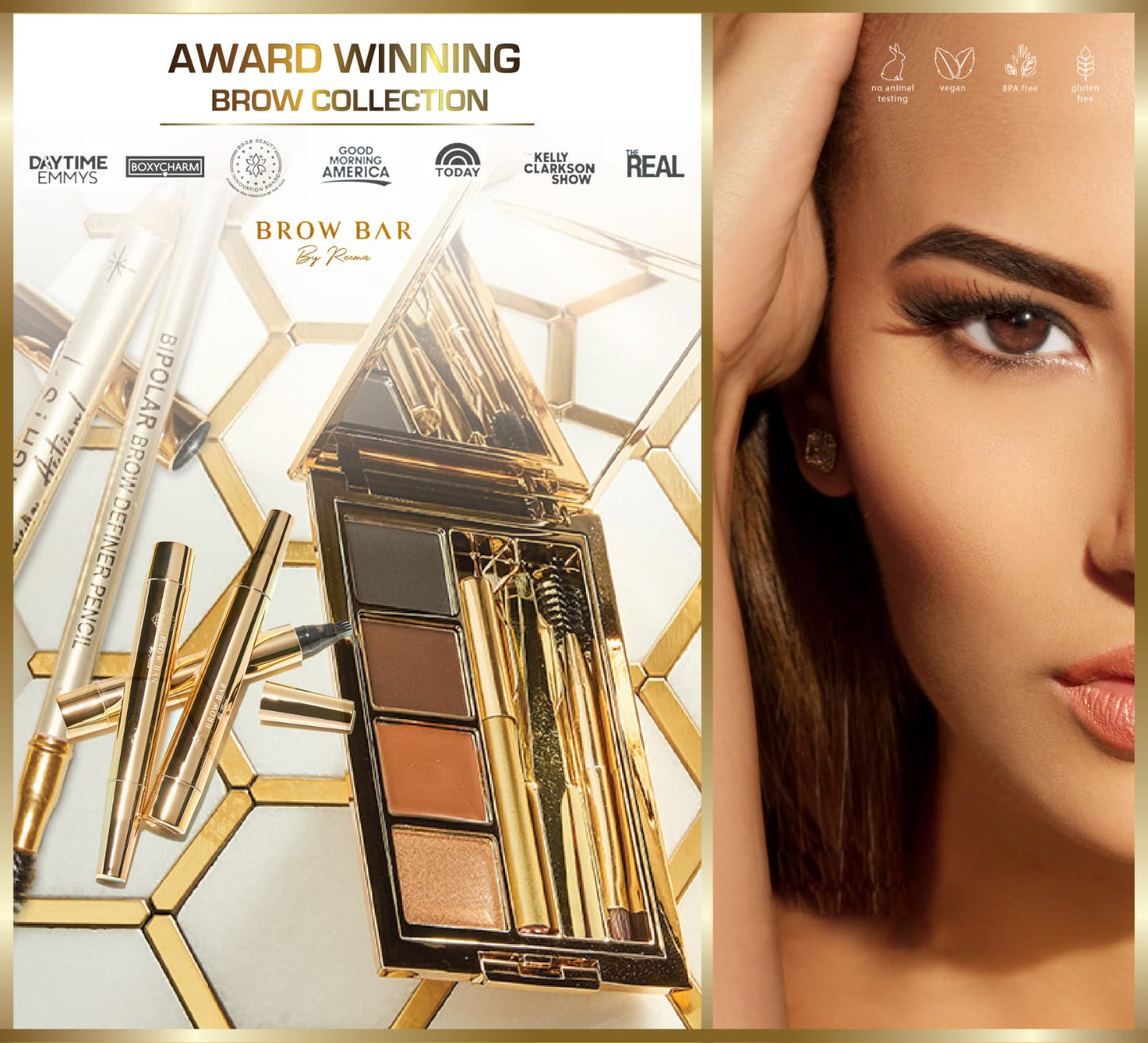 BROW BAR BY REEMA Bombshell Brow Kit DARK - FULL SIZE - Kit para Definición de Cejas