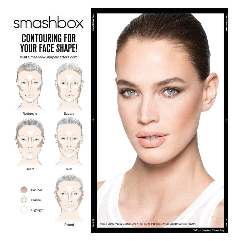 SMASHBOX Step-By-Step Contour Highlighter & Bronzer Face Palette Kit FULL SIZE - Kit para Contorno con Brocha