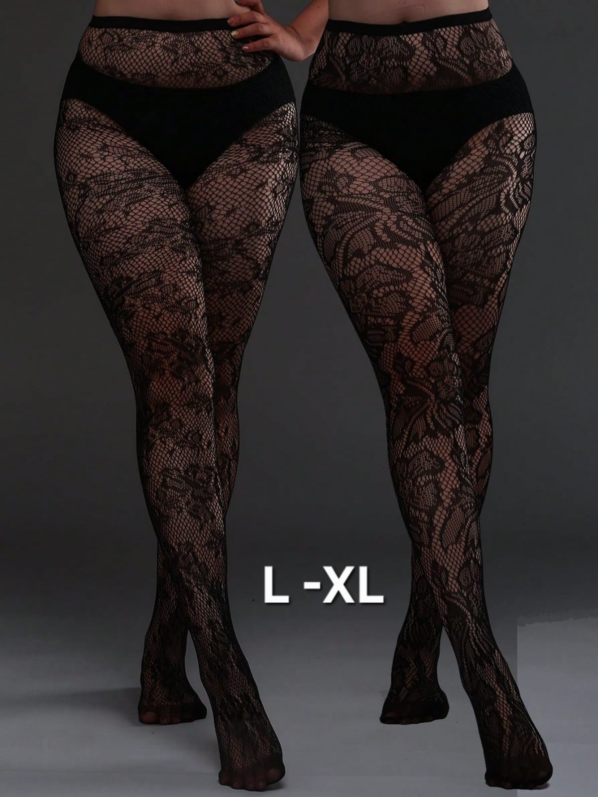 Medias con Diseño de Encaje en Red-Talla L - XL