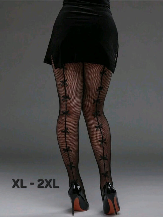 Medias en Red con Detalles Coquette - Unitalla XL-2XL