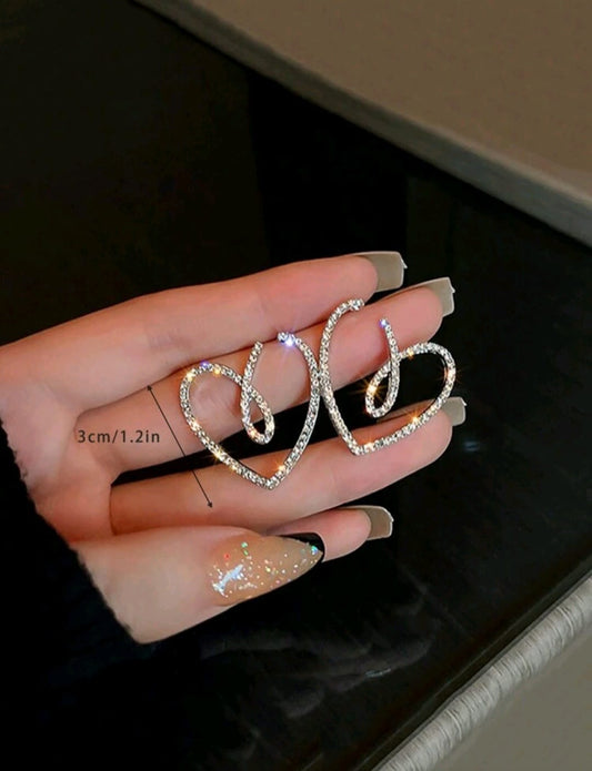 Aretes Corazon con Cristales - Super Elegantes