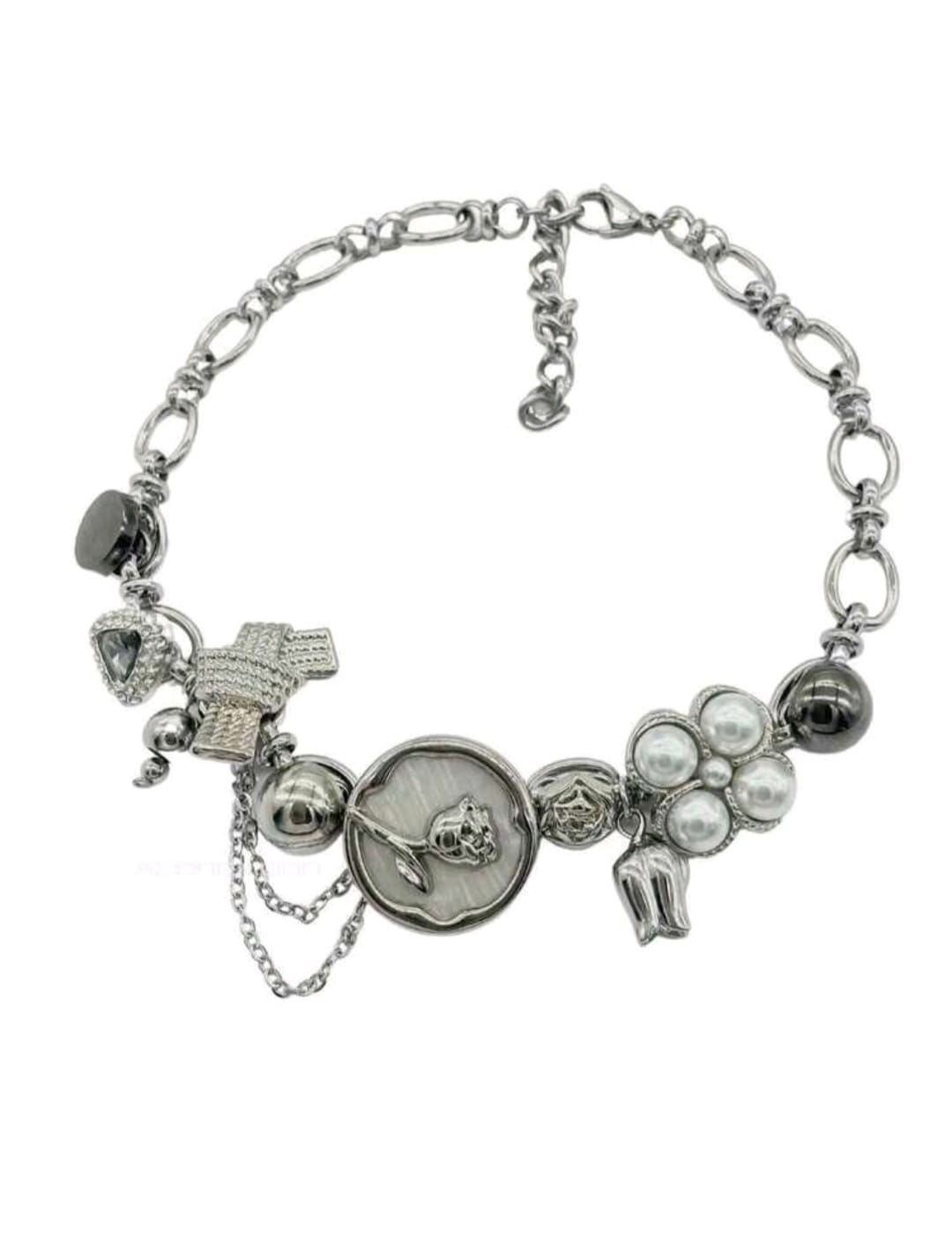 Collar Plateado con Charms  - Gargantilla Choker