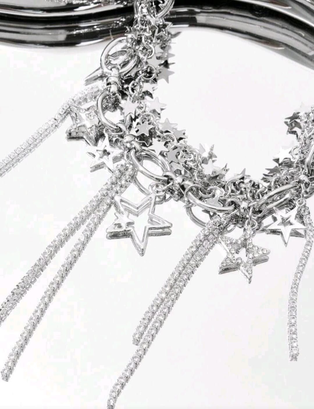 Collar Plateado con Estrellas - Gargantilla Choker