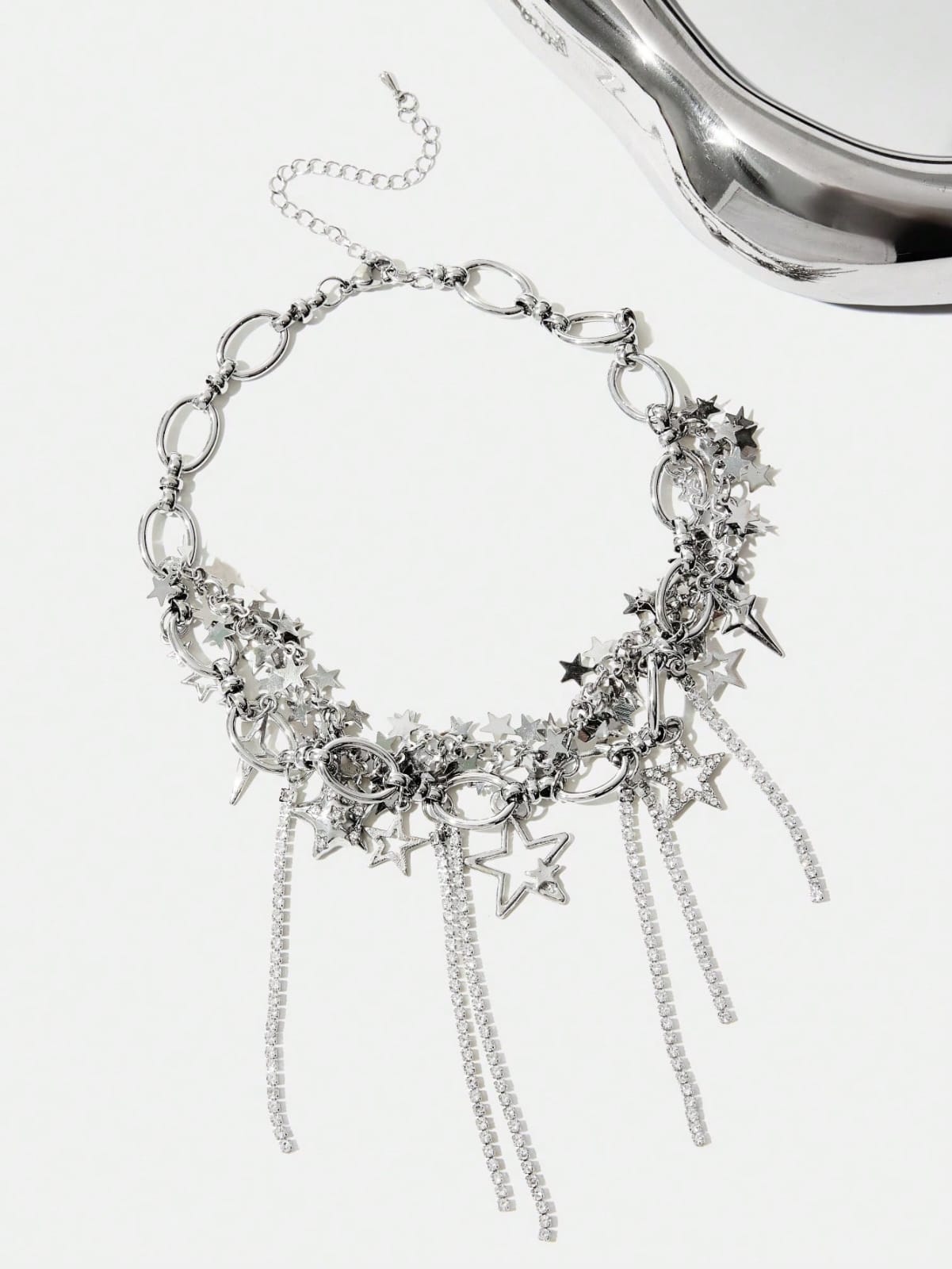 Collar Plateado con Estrellas - Gargantilla Choker