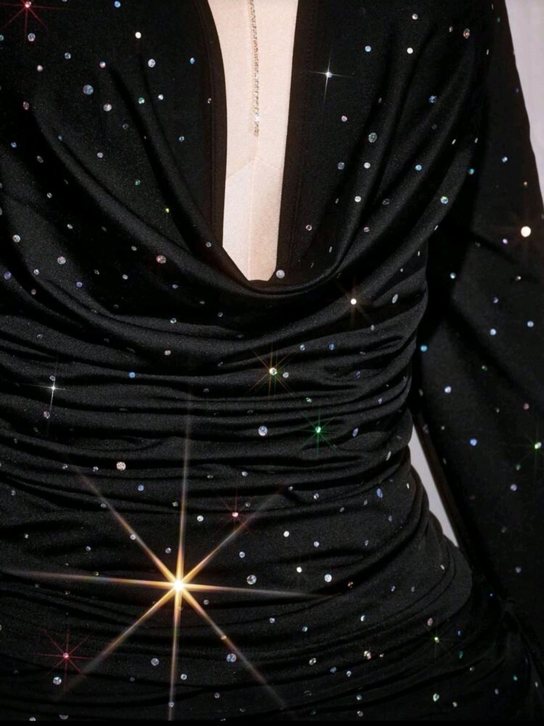 Top Negro con Puntitos Plateados - Stretch - Talla XL