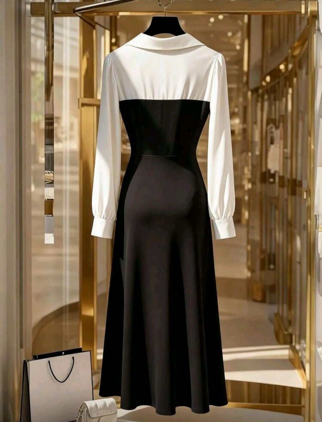 Vestido Doble Tono Negro /  Blanco - Stretch - Talla 1XL
