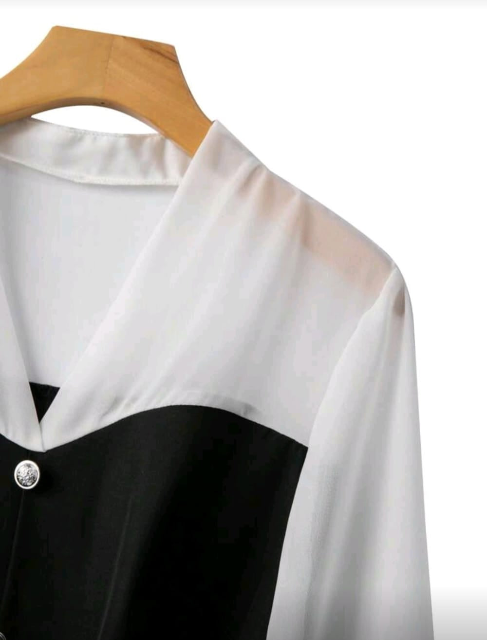 Vestido Doble Tono Negro /  Blanco - Stretch - Talla 1XL