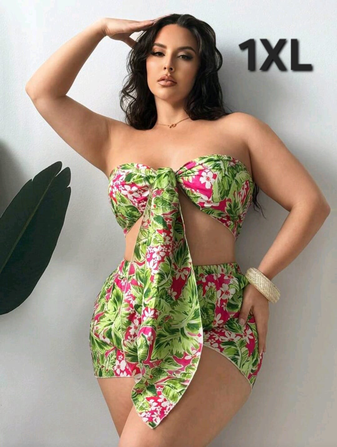 Coordinado Floral Verde - Stretch - Talla 1XL