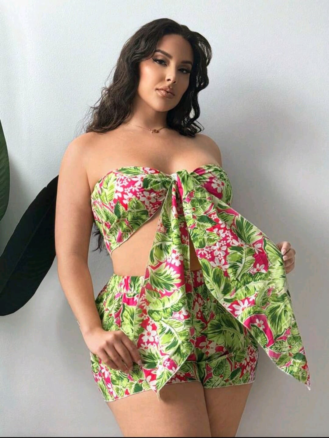 Coordinado Floral Verde - Stretch - Talla 1XL